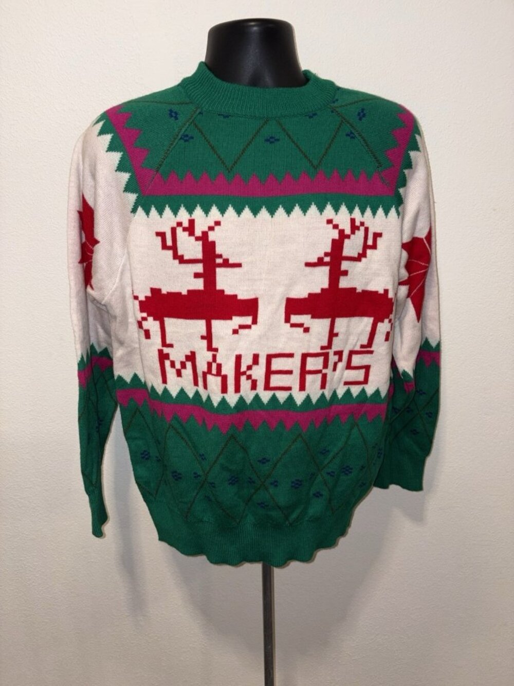 Makers Mark Bourbon Whiskey Ugly Christmas Sweater Reindeer Men Medium Vintage